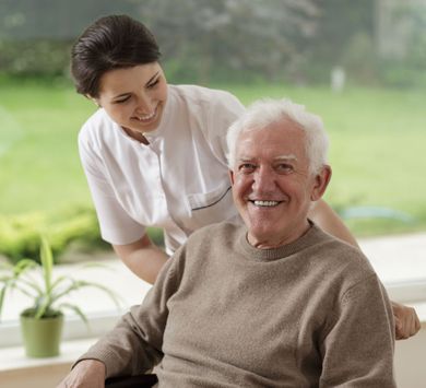 elderly man and carer